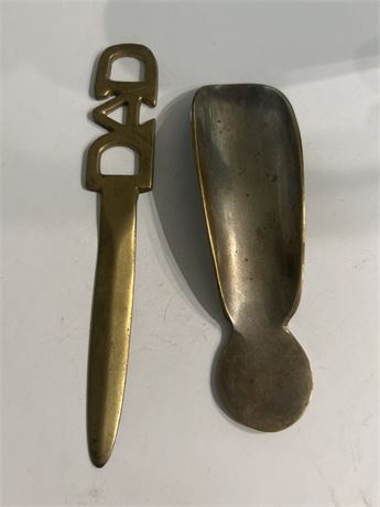 Brass shoehorn letter opener (L)