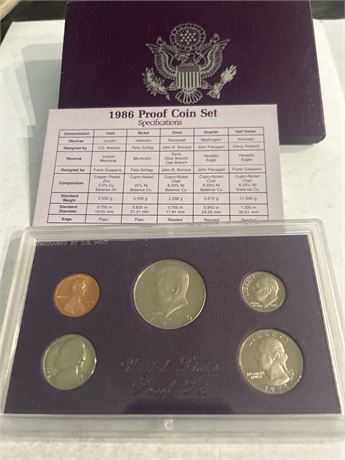 1986 proof coin set original inbox (L)