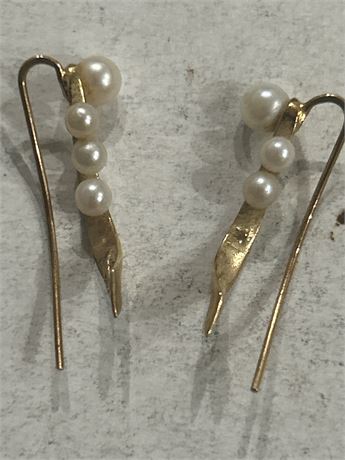 14 karat gold pearl earrings 1.82 g (L)