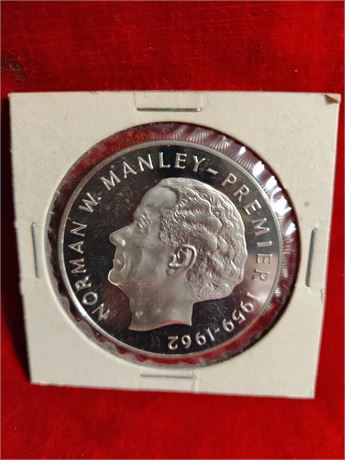 1973 Jamaica 5 Dollar World .925 Silver Coin 1.2336 ASW
