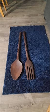 39 inch decorative wood fork and spoon