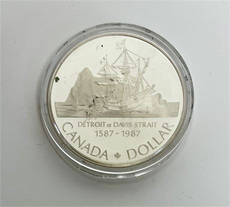 Canadian 1987 Davis Polar Ship Commemorative Coin, 50% Silver