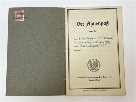 Der Ahnenpass German Ancestry Document, WWII Era