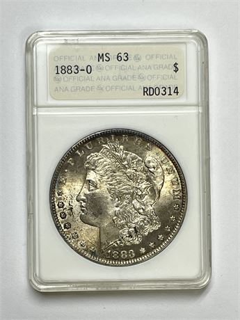 1883 O Morgan Silver Dollar, ANA Graded MS 63