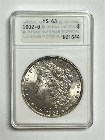 1902 O Morgan Silver Dollar, ANA Graded MS 63