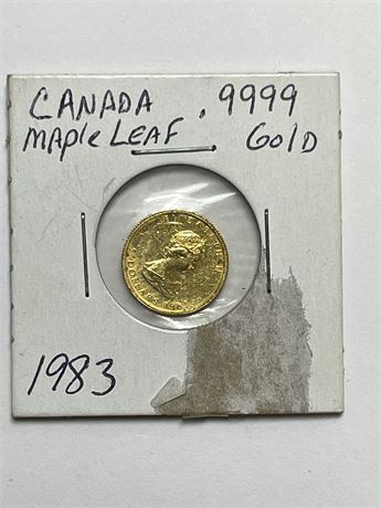 1983 Canada $5 Gold Maple Leaf, 1/10 oz .9999 Gold