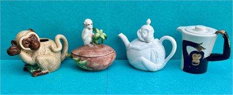 Assorted monkey teapots (J)