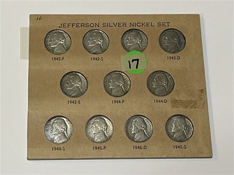 Jefferson Silver Nickel Set in Wayte Raymond Holder.